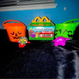 Cactus plant flea market McDonald Halloween buckets and toys